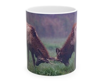 Critter Mug - Sparring Elk Ceramic Coffee Mug