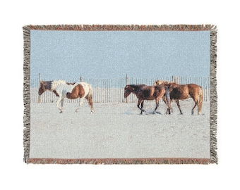 Pony Blanket - Woven Blanket featuring the Wild Ponies of Assateague Island