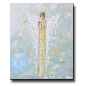 GICLEE PRINT Arte Abstracto Angel Painting Gold Home Decor Wall Decor Wall Hangings Regalo de Navidad Azul Gris Verde Arte Espiritual - Christine