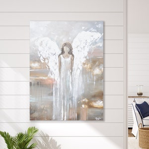 ORIGINAL Angel Oil Painting CUSTOM Guardian Angel Art Canvas Fine Art Holiday Gift for Her Girls Home Decor Wall Art Made to Order Christine