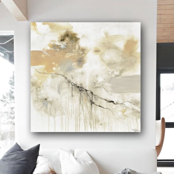 Large Minimalist Neutral Artwork Etsy