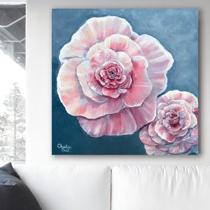 GICLEE PRINTS Art Pink Flowers Abstract Painting Spring Floral Rose Bouquet Home Wall Decor Canvas Print Rose Gold Blush Love Gift Christine image 1