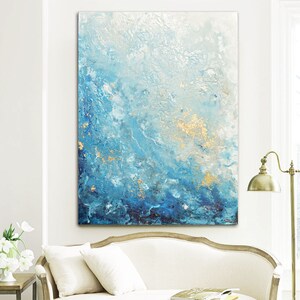 GICLEE PRINT Large Art Abstract Painting Blue White Wall Art Home Decor PAPER Prints Coastal Wall Decor Marbled Seascape Beach Christine image 1