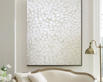 Pittura originale Strutturato Minimalista Astratto Pittura Opera d'arte Minimalista Grande Arte Perla Bianca Arte murale Home Decor Parete scolpita
