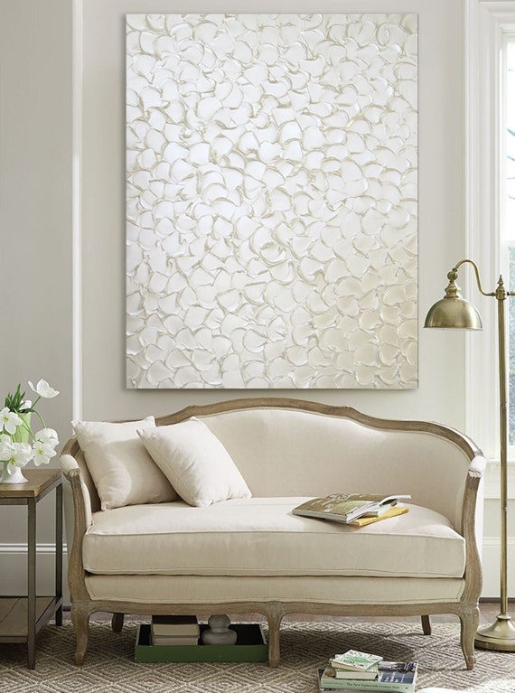 Textured White Abstract Painting: Iridescent Pearl, Minimalist Home Decor
