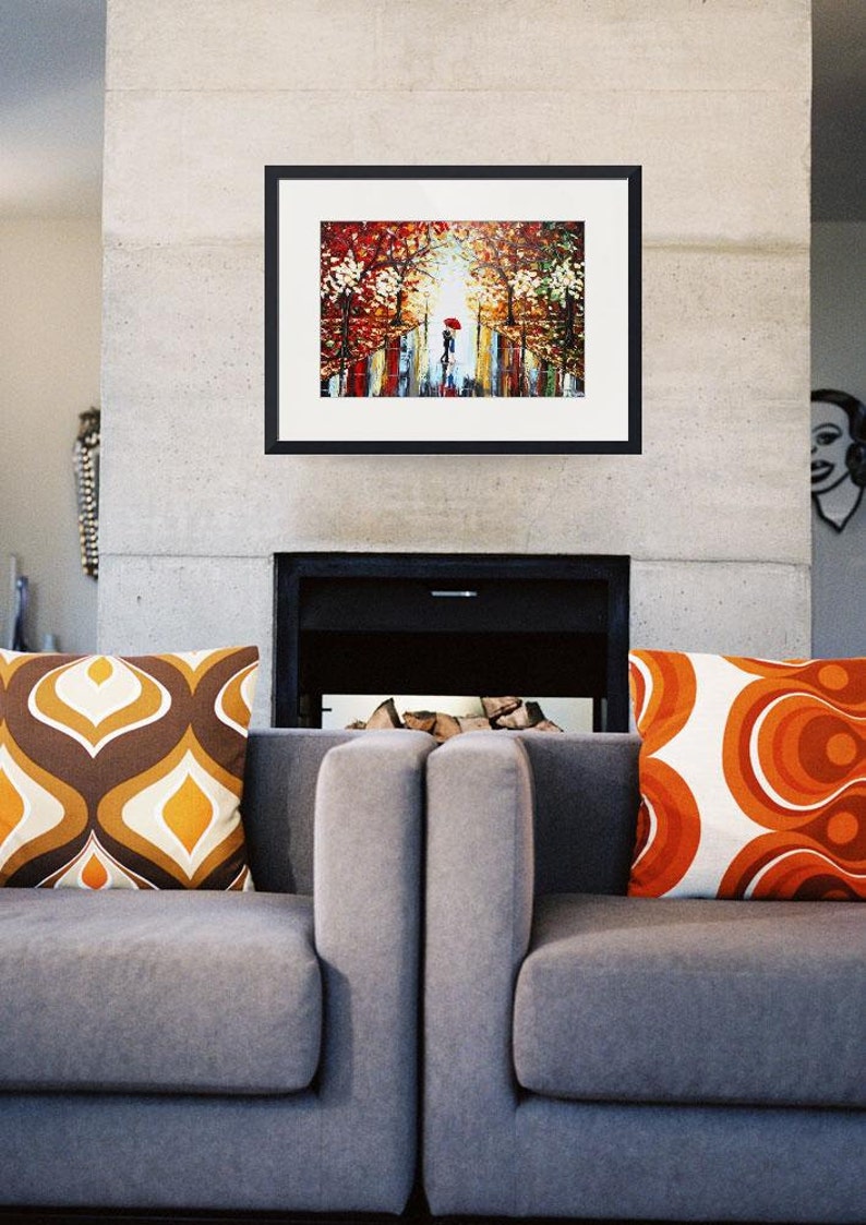 GICLEE PRINT Art Abstract Painting Couple Red Umbrella Dancing Etsy