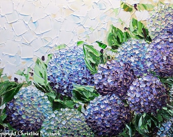 GICLEE PRINT Art Abstract Painting Hydrangea Purple Flowers Canvas Prints Modern Palette Knife Floral Lavender White Choose SIZE -Christine