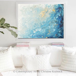 GICLEE PRINT Large Art Abstract Painting Blue White Wall Art Home Decor PAPER Prints Coastal Wall Decor Marbled Seascape Beach Christine image 7