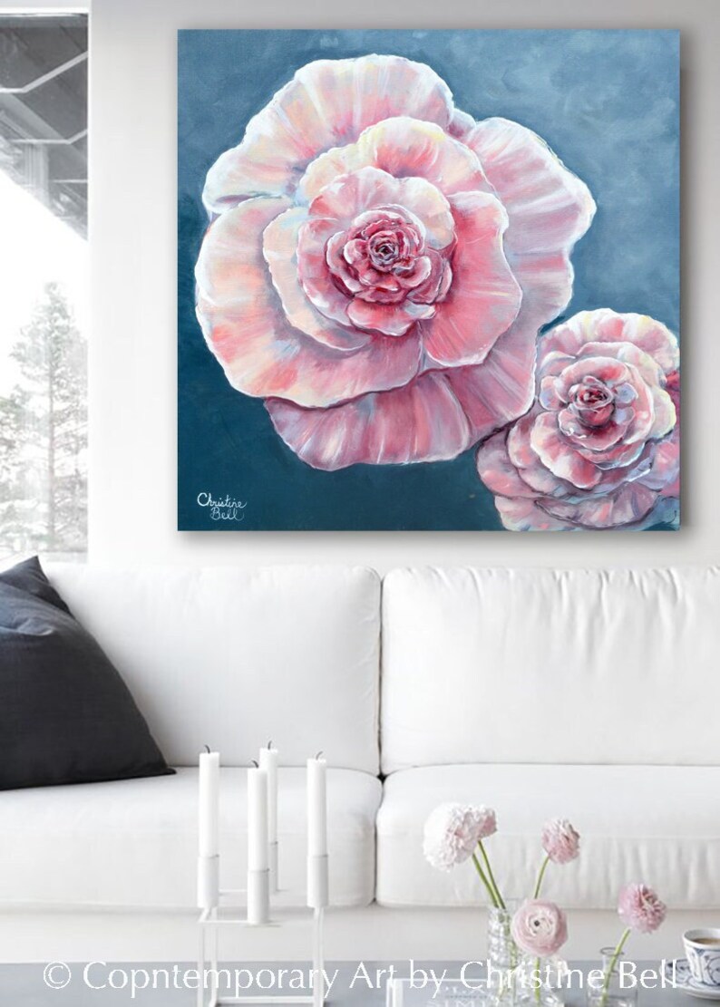 GICLEE PRINTS Art Pink Flowers Abstract Painting Spring Floral Rose Bouquet Home Wall Decor Canvas Print Rose Gold Blush Love Gift Christine image 1