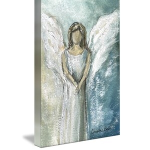 GICLEE PRINT Art Abstract Angel Painting Canvas Print Oil Painting Guardian Angel Blue Green Holiday Home Decor Wall Art Spiritual Gift image 4