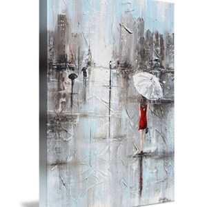 GICLEE PRINTS Art Abstract Painting Girl Red Umbrella City Large Art Home Wall Decor Canvas Prints Fashion Gift Her sizes to 60 Christine image 5