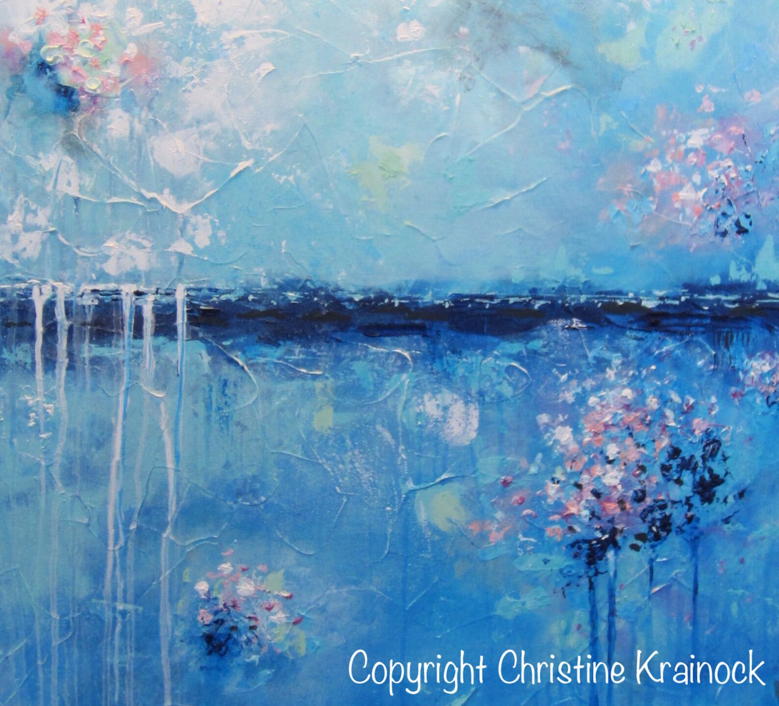 GICLEE PRINT Large Art Abstract Painting Blue Wall Art Canvas Etsy