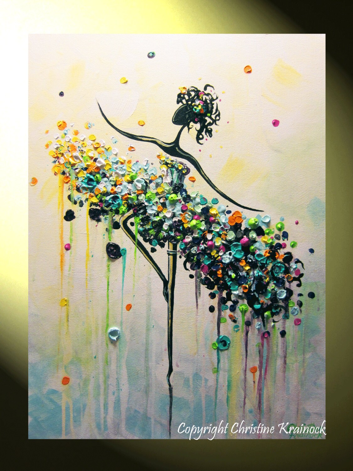 GICLEE PRINT Art Abstract Painting Dancer Canvas Aqua Purple