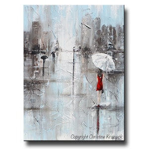 GICLEE PRINTS Art Abstract Painting Girl Red Umbrella City Large Art Home Wall Decor Canvas Prints Fashion Gift Her sizes to 60 Christine image 3