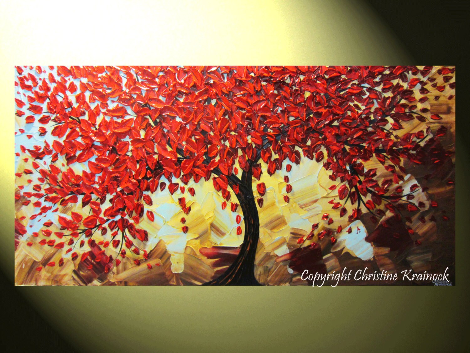 Custom Large Art Abstract Painting Red Tree Fall Wall