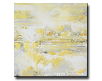 GICLEE PRINT Art Abstract Yellow Grey Oil Painting Large Acrylic Painting Home Decor Wall Art Canvas Print Modern Art - Christine Krainock