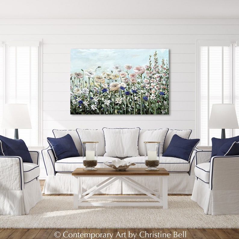 ORIGINAL Art Flowers Oil Painting Floral Landscape Wildflower Field Botanical Garden Fine Art Poppy Flowers Artwork Spring Wall Art Decor image 5