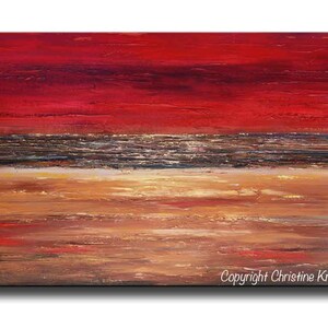 GICLEE PRINT Art of Abstract Red Painting Acrylic Large Art Modern Wall Decor Holiday Gold Brown Urban Horizon Coastal SIZE to 60&quot; Christine