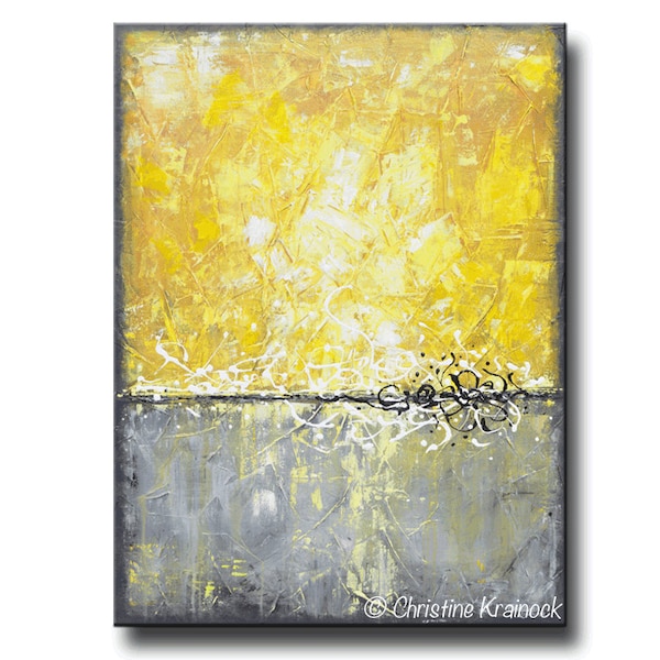 Yellow Gray Art Etsy