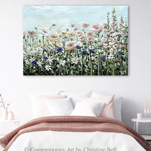 ORIGINAL Art Flowers Oil Painting Floral Landscape Wildflower Field Botanical Garden Fine Art Poppy Flowers Artwork Spring Wall Art Decor image 3