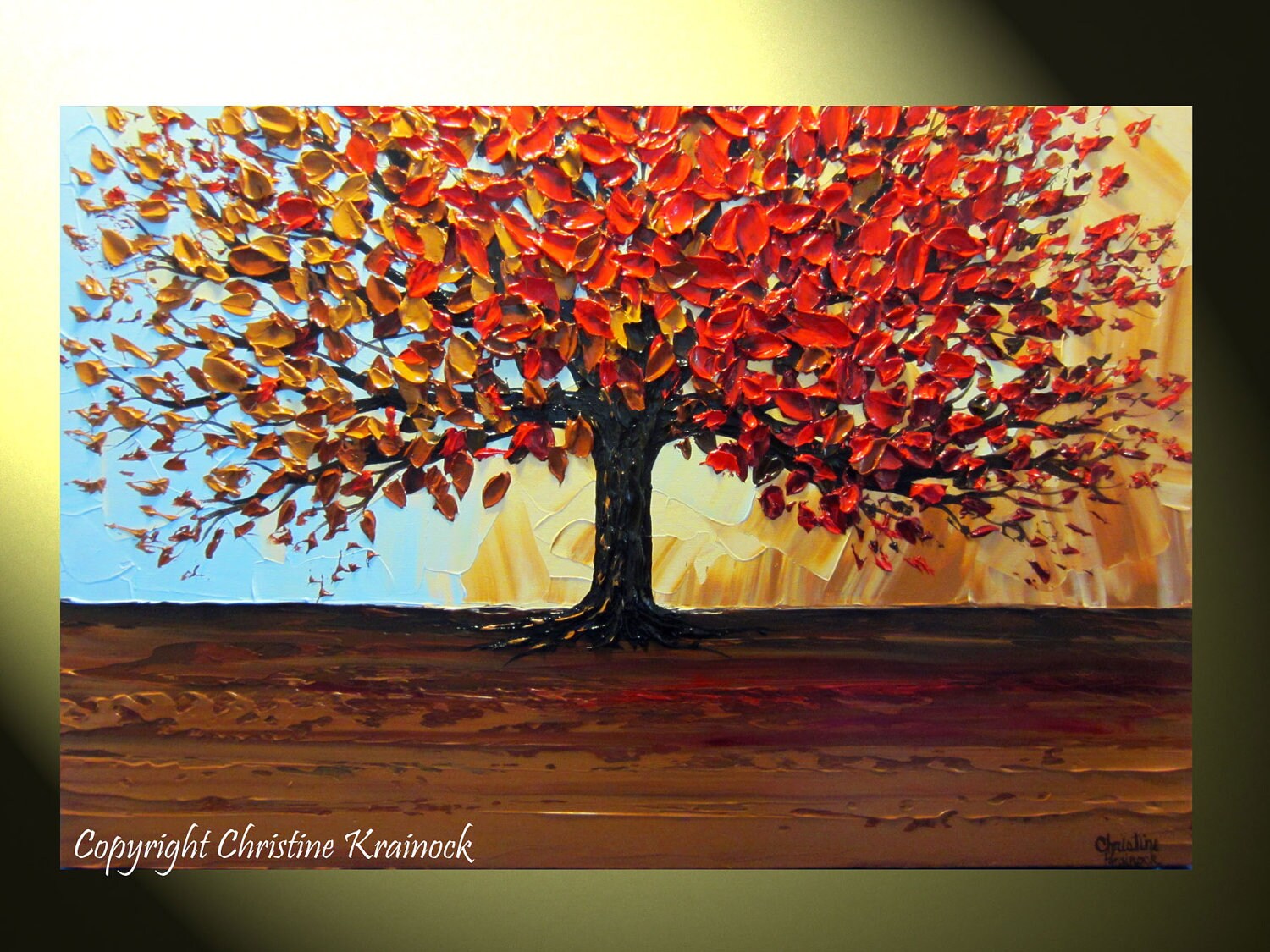 Custom Palette Knife Tree of Life Painting: Textured Autumn
