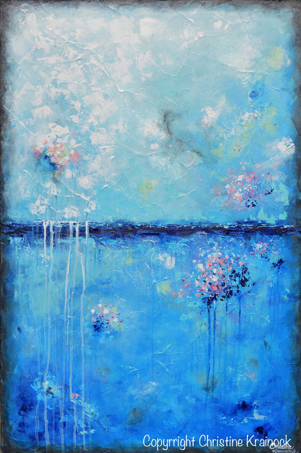 GICLEE PRINT Large Art Abstract Painting Blue Wall Art Canvas Etsy