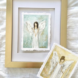 ORIGINAL Angel Oil Painting CUSTOM Guardian Angel Art Vint Fine Art Holiday Gift for Her Girls Home Decor Wall Art Made to Order