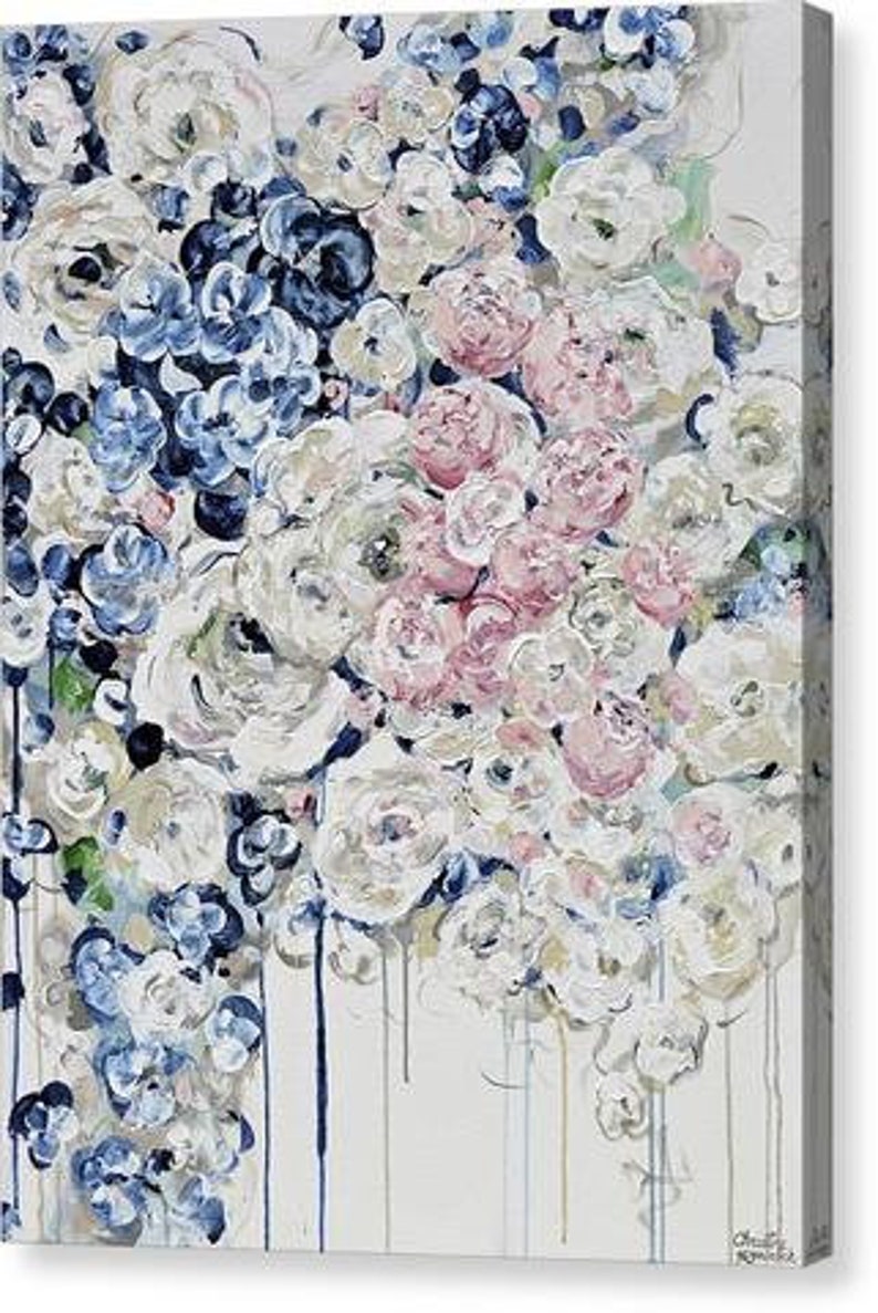 GICLEE CANVAS PRINT Art Abstract Painting Blue White Blush Etsy
