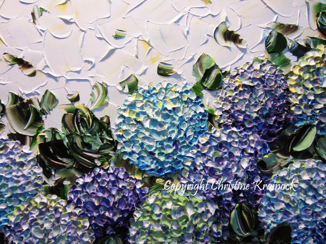 ORIGINAL Art Abstract Painting Hydrangea Flowers Floral Modern | Etsy
