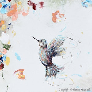 GICLEE PRINT Art Hummingbird Painting Spring Flowers Floral Acrylic Painting Garden Bird Canvas Wall Art Home Decor Gift Christine Bell image 4