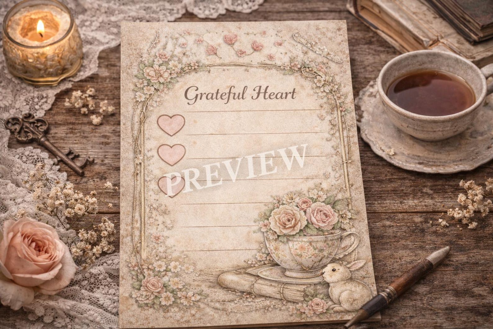 Vintage Self Love Journal Kit – 10 Printable Pages – Whimsical Floral ...