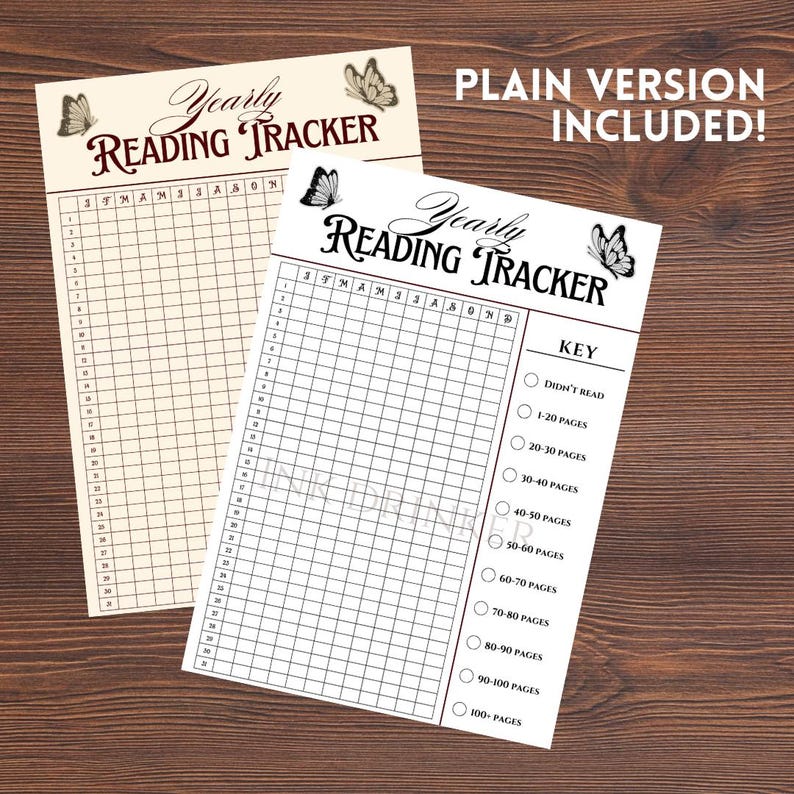 Vintage Yearly Reading Tracker | Printable A4 A5 Elegant Minimal ...