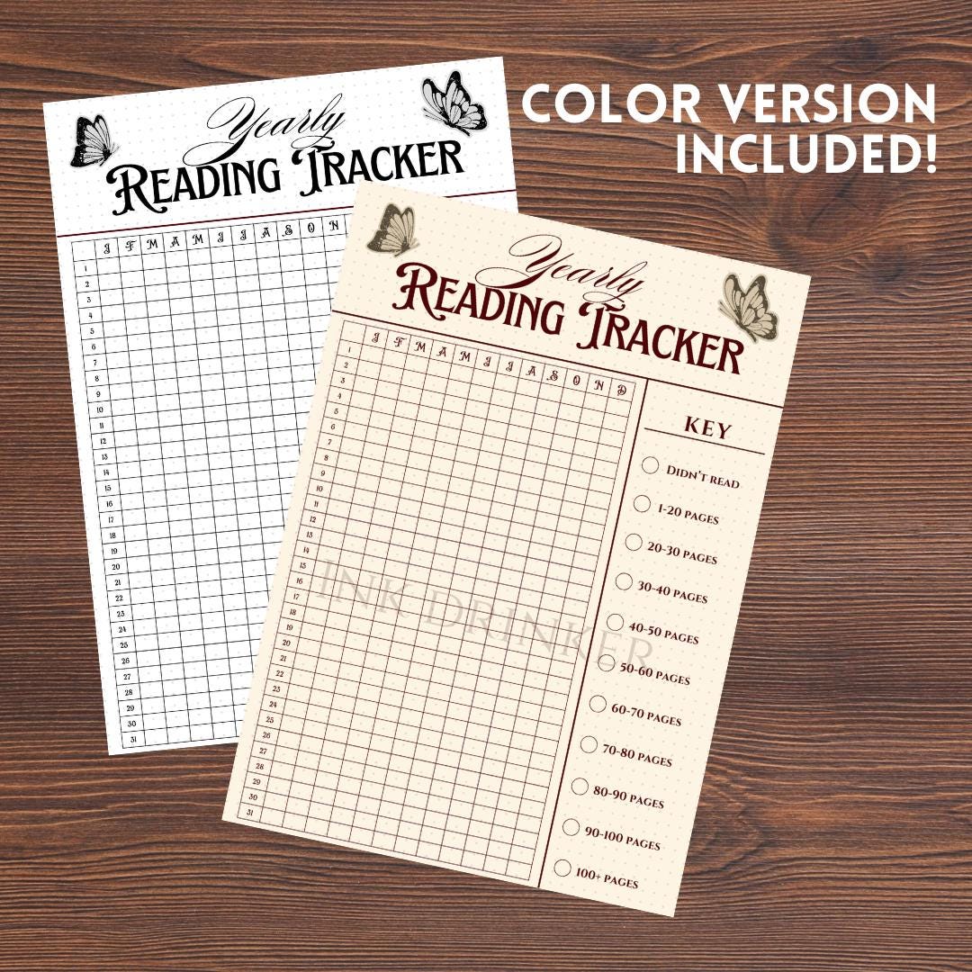 Vintage Yearly Reading Tracker | Printable A4 A5 Elegant Minimal ...