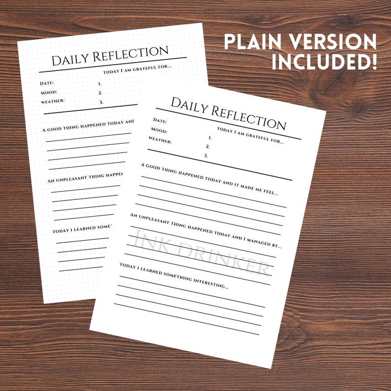 Daily Reflection | A4 A5 Printable | PNG for Digital Journaling | Daily ...