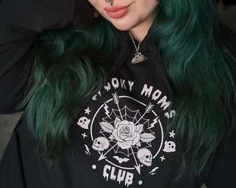 Spooky Moms Club Hoodie: Goth Halloween Mom Sweatshirt