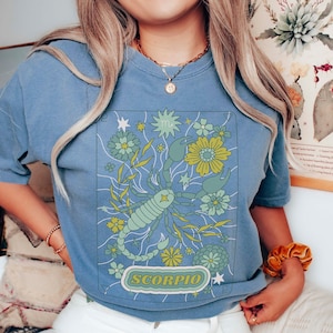 Green Scorpio Comfort Colors Shirt, Retro Scorpio Shirt, Gift for Scorpio, Scorpio Tee