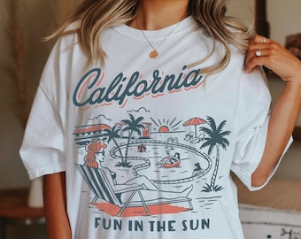 Vintage Look California Tee, Retro California Tee, Summer Graphic Tee, Comfort Colors