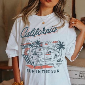 Vintage Look California Tee, Retro California Tee, Summer Graphic Tee, Comfort Colors