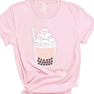 Boba Cats Tee/Kawaii Cat Shirt/Kawaii Shirt/Bubble Tea Shirt/Bubble Tea Cat/Chibi/y2k  Anime