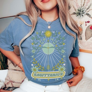 Green Sagittarius Comfort Colors Shirt, Retro Sagittarius Shirt, Gift for Sagittarius, Sagittarius Tee