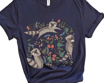Raccoon Tee/Cottagecore Animal Tee/Trash Panda Tee/Camping Shirt/Animal Lover Shirt