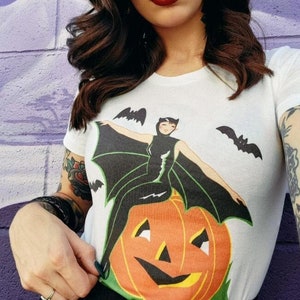 Batgirl Fitted Tee/Retro Halloween/50s Halloween/Vintage Halloween Shirt