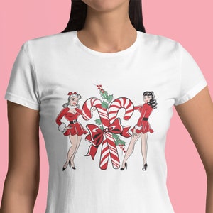 Vintage Pin Up 50s Christmas Shirt/Rockabilly Christmas Shirt/Mid Century Christmas Shirt/Retro Christmas Shirt