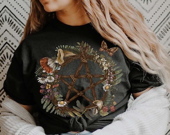 Witchy Pentagram Tee/Pentacle Tee/Wiccan Shirt/Pagan Shirt