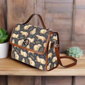 Capybara Print Canvas Bag with Shoulder Strap