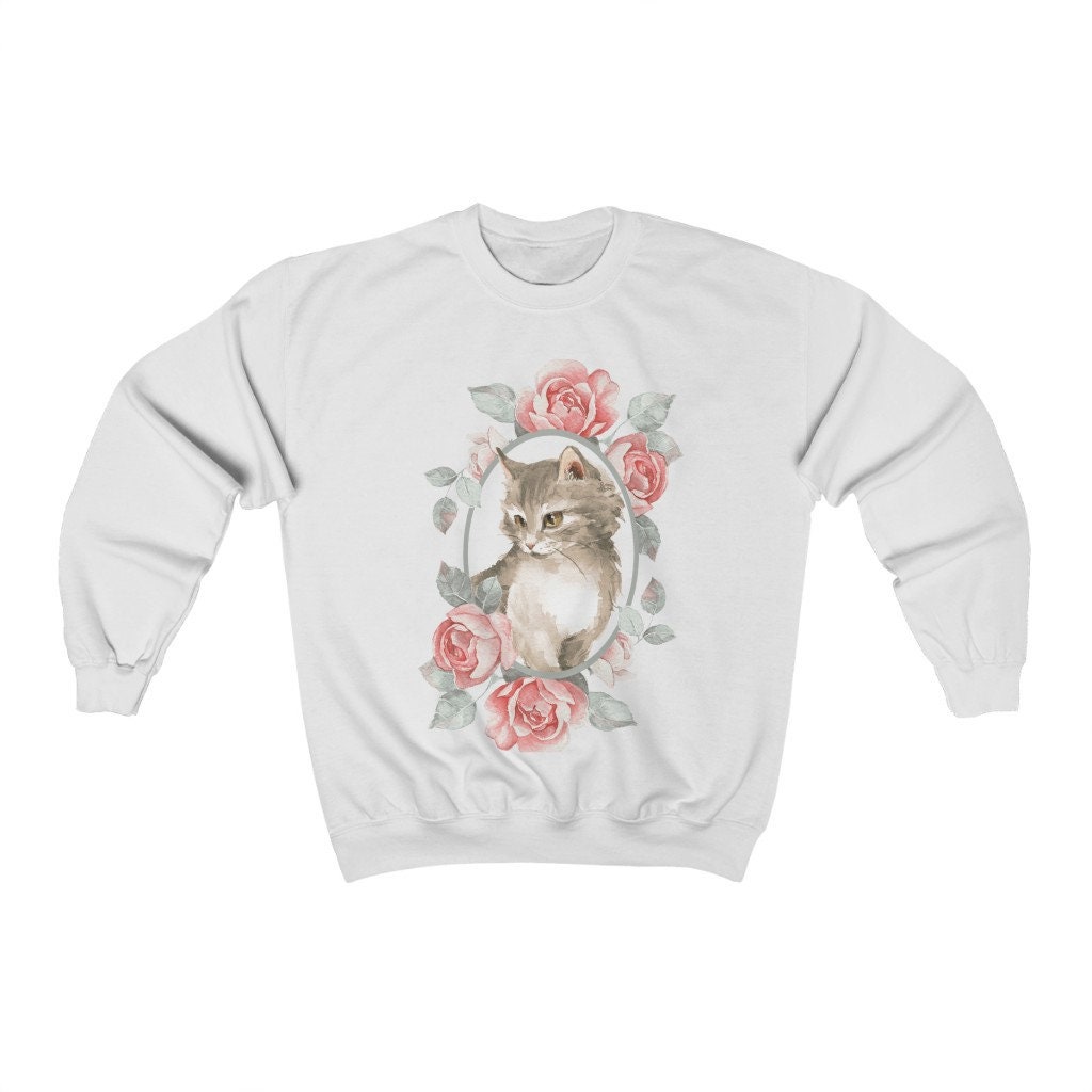 レビュー高評価商品 Vintage Kitten With Roses Sweatshirt/vintage Cat Sweatshirt トップス