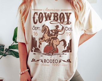 Cowboy Comfort Colors Tee/Rodeo Tee/Oversized Western Tee/Western Graphic Tee