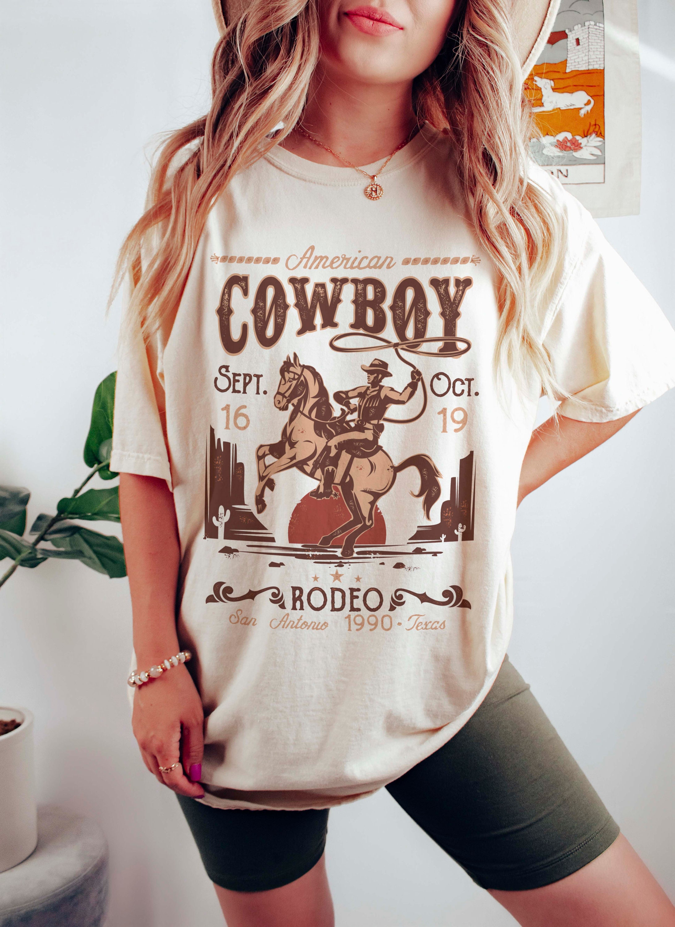 Cowboy Comfort Colors Tee/rodeo Tee/oversized Western Etsy