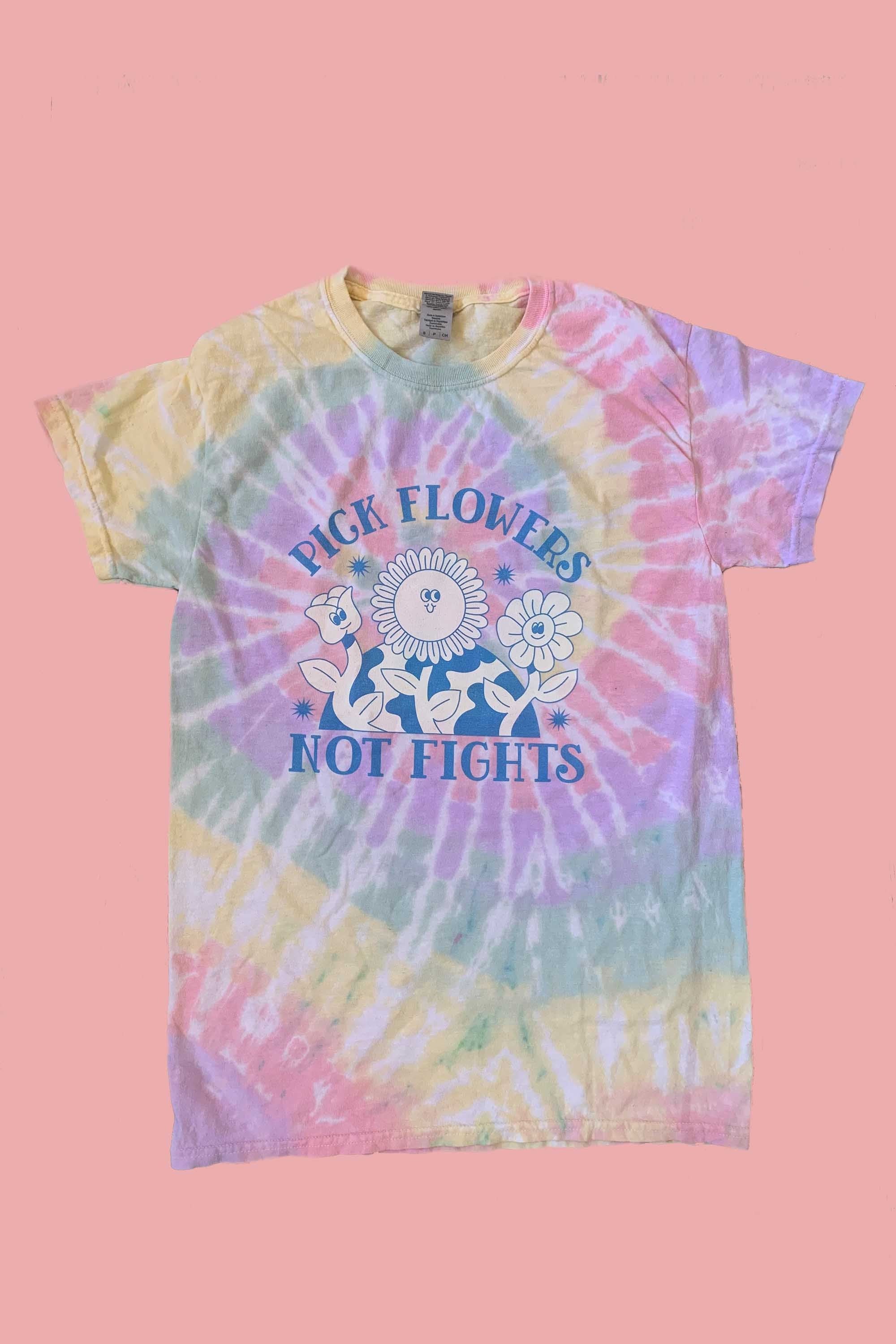 Pick Flowers Not Fights Pastel Tie Dye Tee/self Care | Etsy