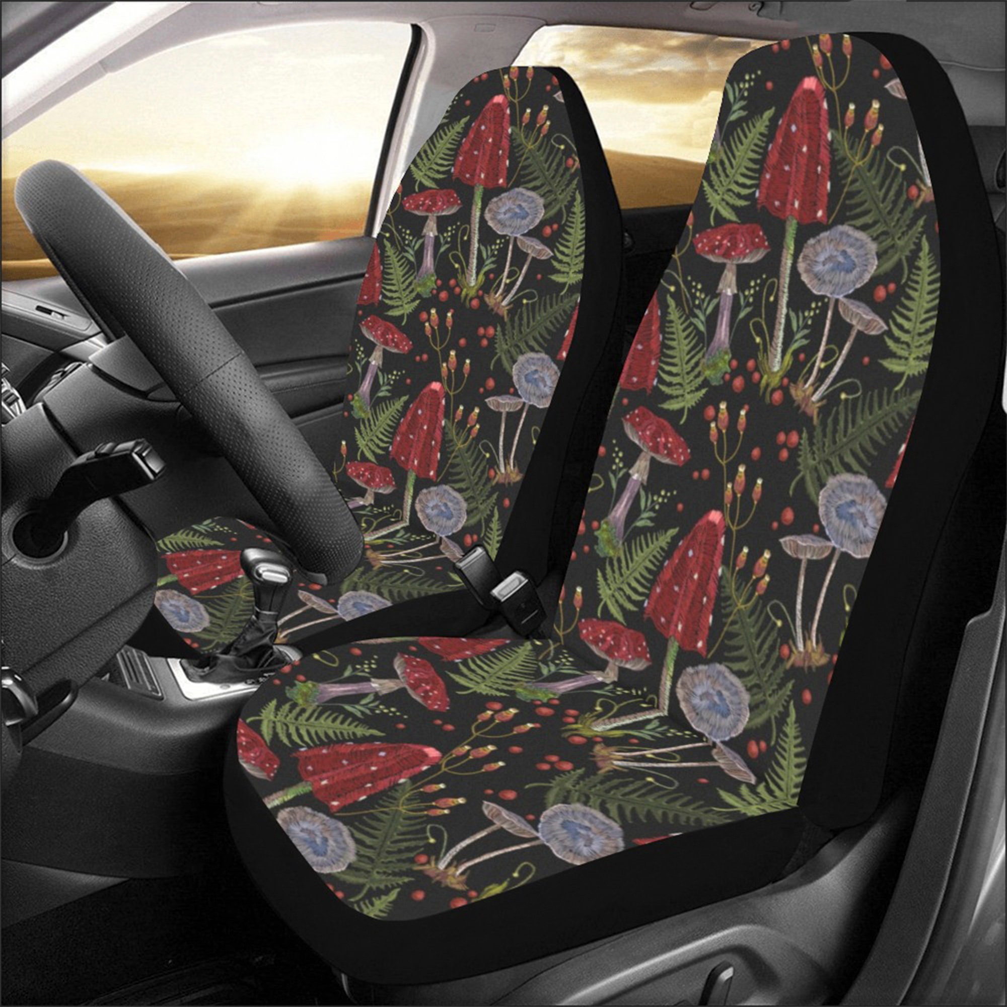 Cottagecore Mushroom Auto Sitzbezug Komplett Set, Witchy Sitzbezüge für Auto  für Frauen Schwarz, Ästhetischer Vorder und Rücksitzbezug für Fahrzeug -  .de
